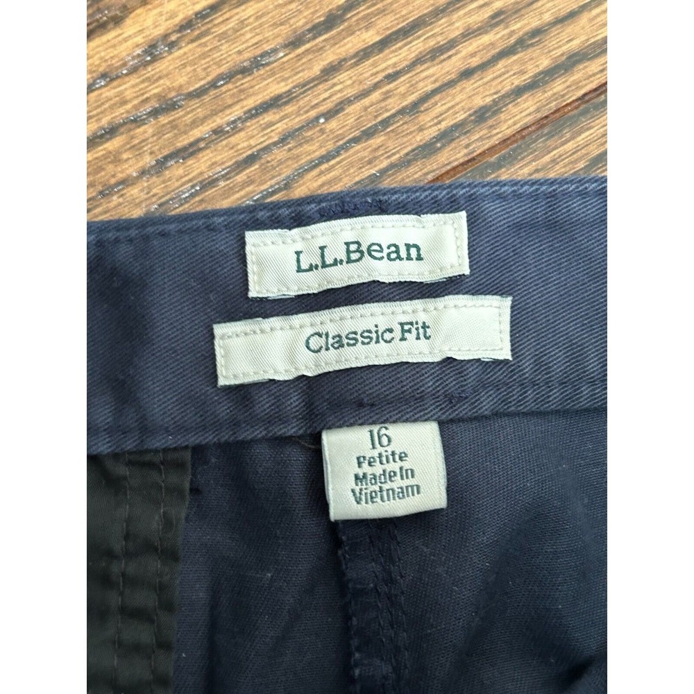LL Bean Womens Navy Classic Fit Straight‎ Leg Twill Pants Petite 16 299969 - Picture 3 of 8